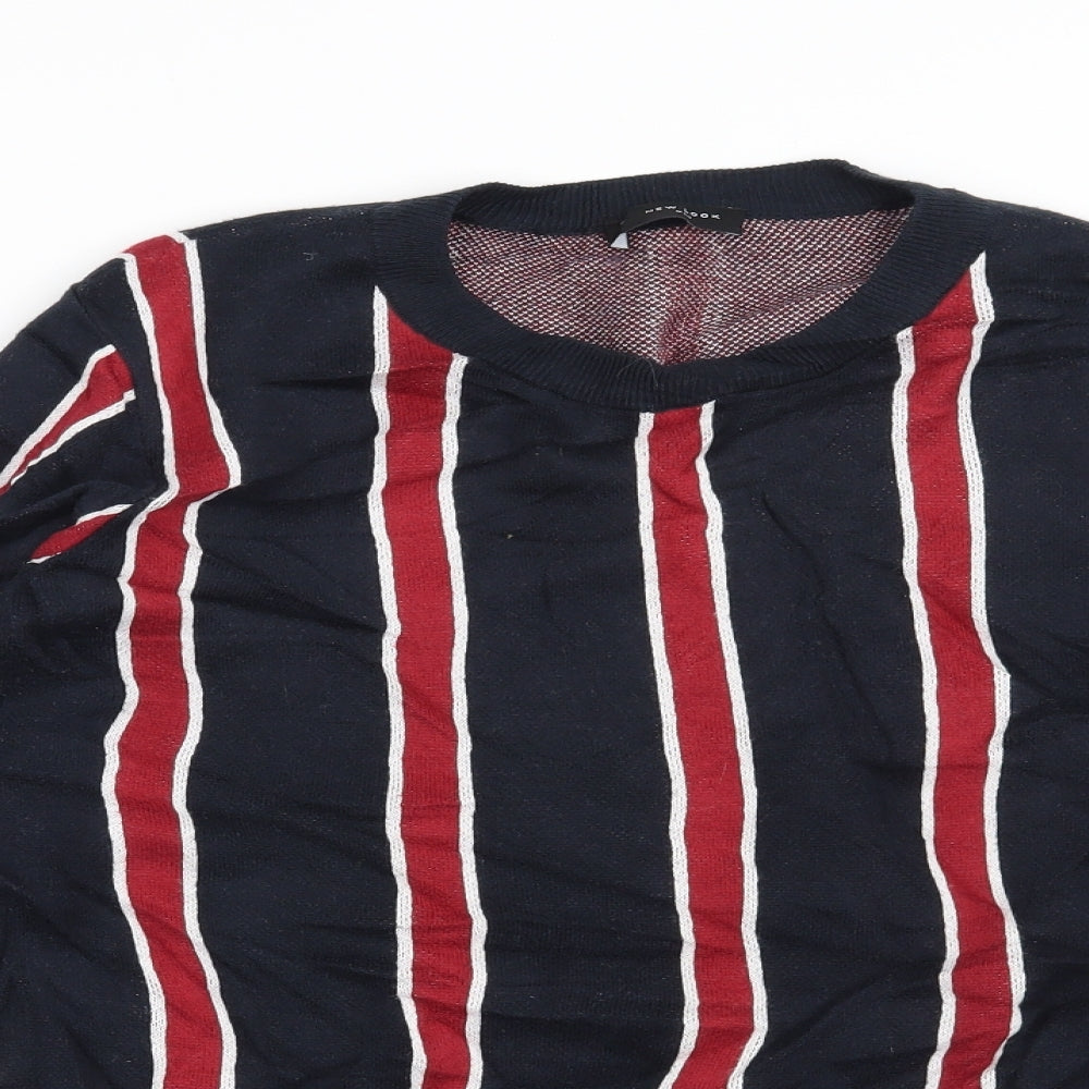 New Look Mens Blue Striped  Pullover Sweatshirt Size S