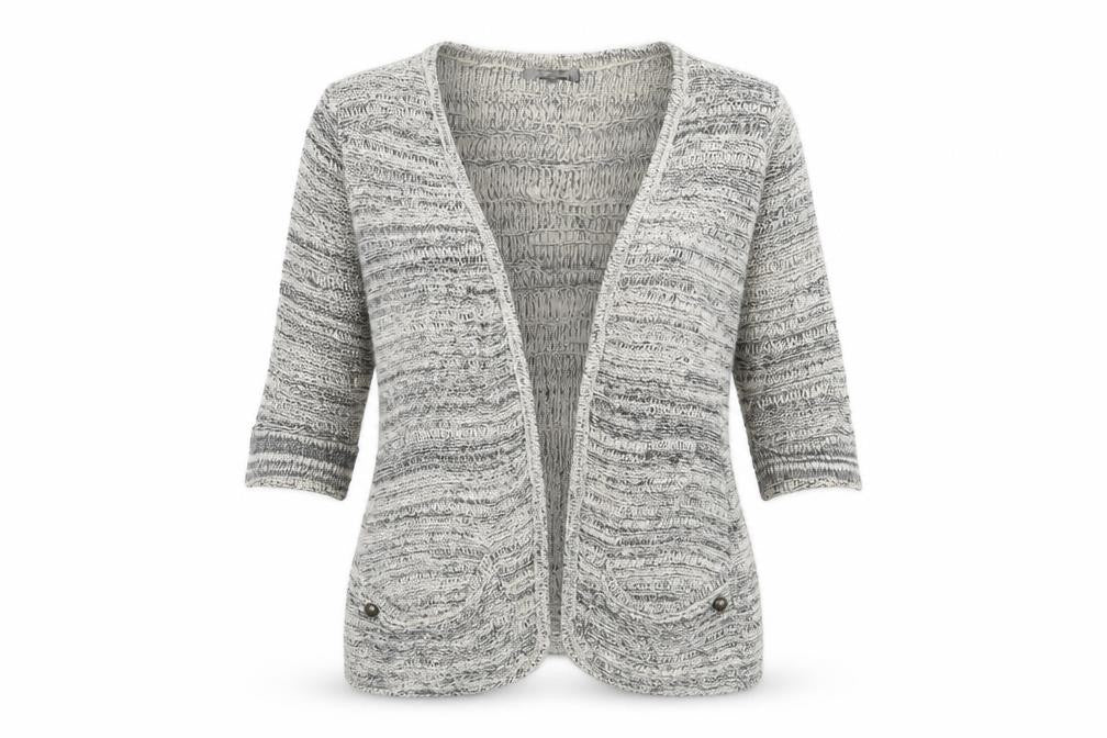 Front view of River Island women’s blue cardigan jumper, size UK 10
