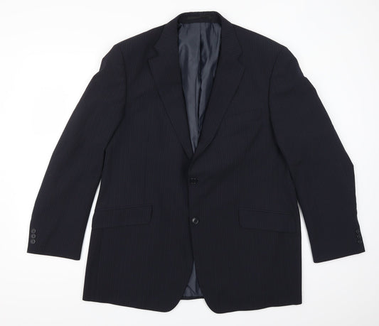 Preworn Mens Blue Striped  Jacket Suit Jacket Size 44
