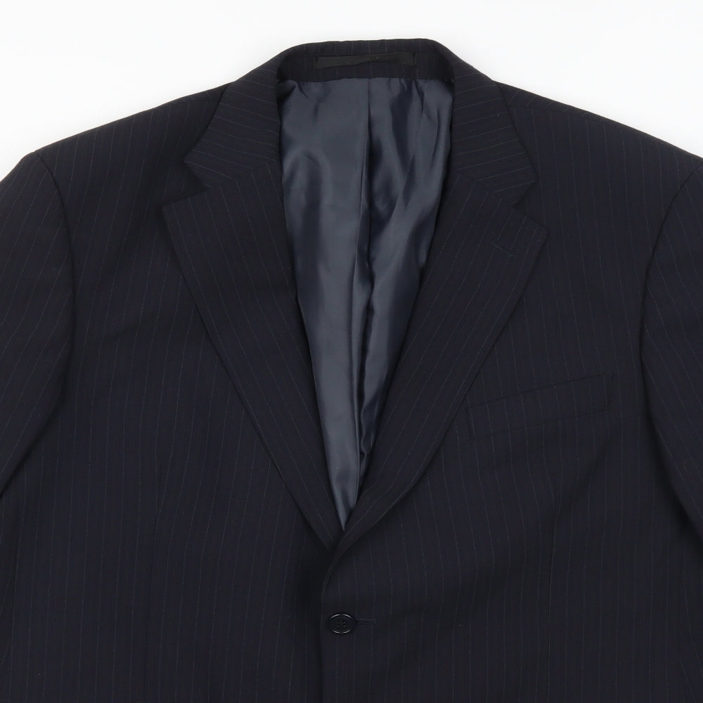 Preworn Mens Blue Striped  Jacket Suit Jacket Size 44