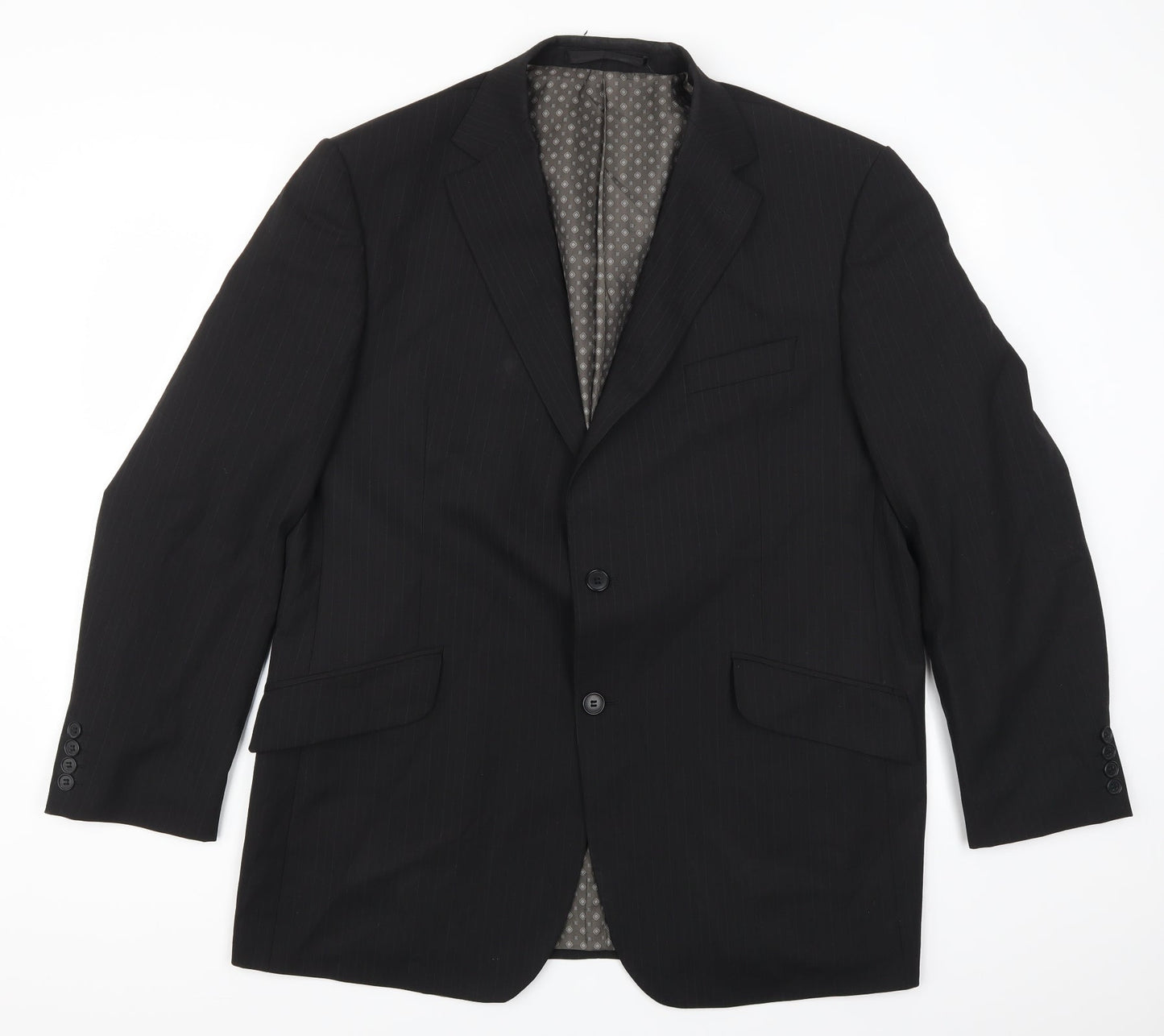 Impressions Mens Black Striped  Jacket Suit Jacket Size 44