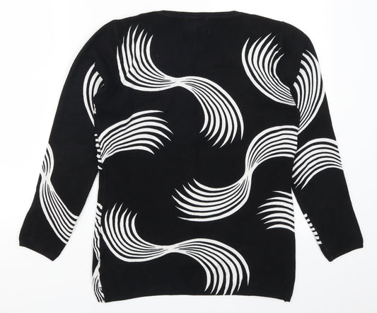 Saloos Womens Black Geometric  Pullover Jumper Size S