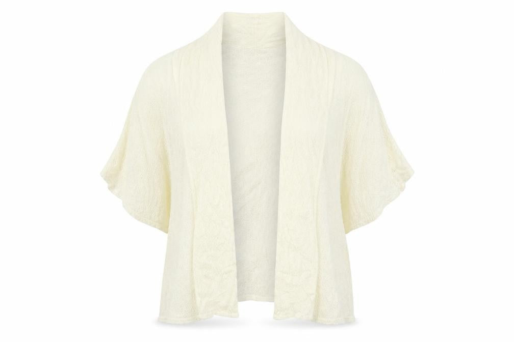 Front view of Oasis women’s beige cardigan jumper, size S, - cream