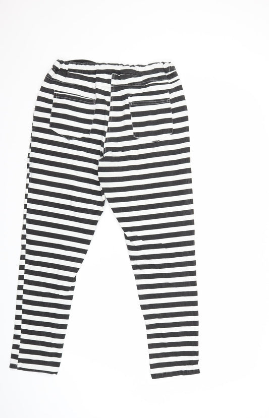 Preworn Womens Black Striped Denim Skinny Jeans Size 34 in L27 in - star