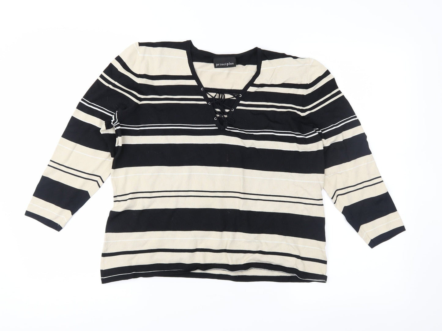 Principles Womens Brown Striped Knit Pullover Jumper Size 18