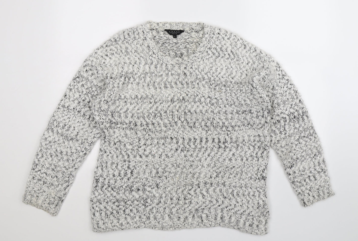 Amara Womens White  Knit Pullover Jumper Size L