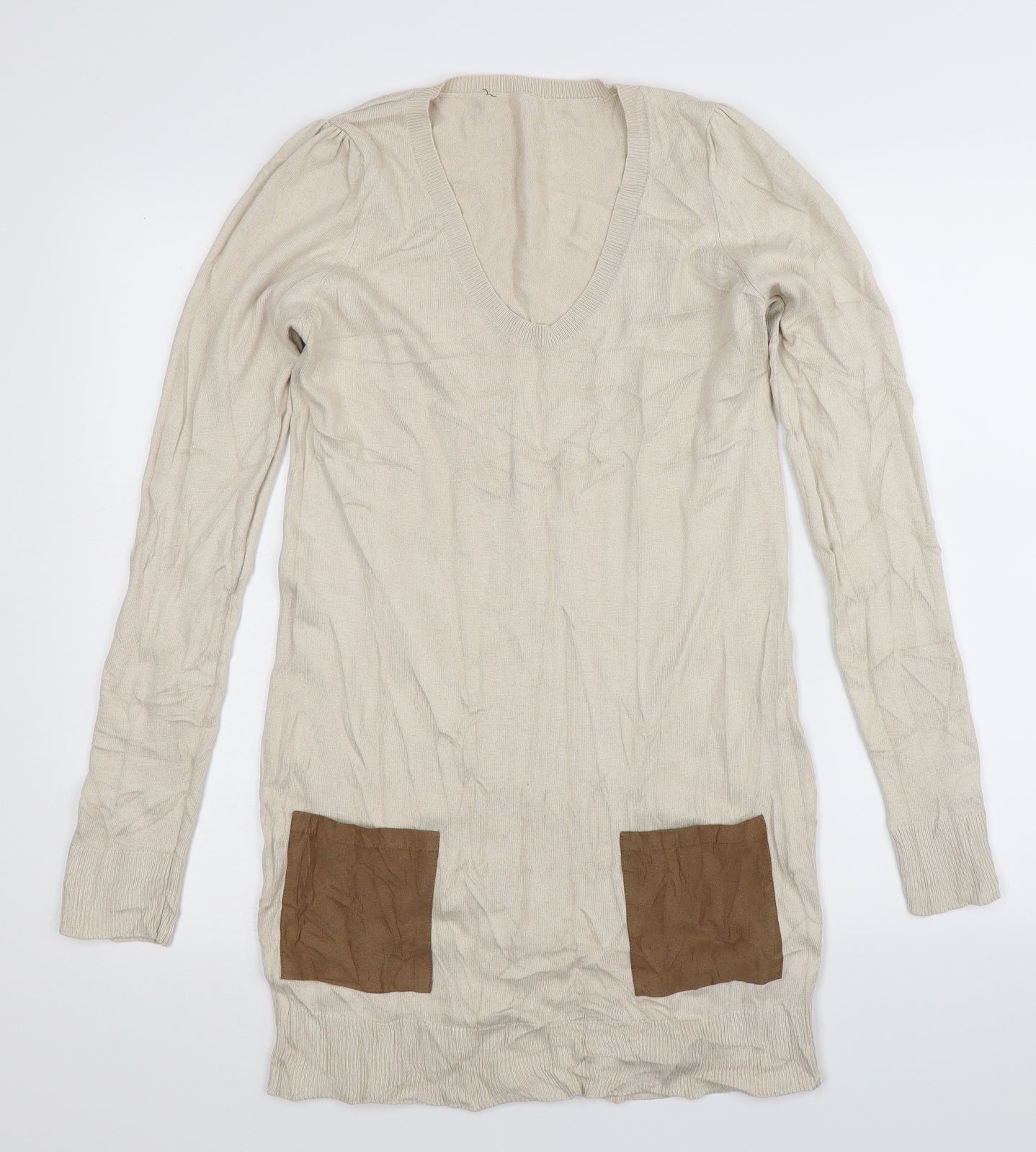 Dorothy Perkins Womens Beige  Knit Pullover Jumper Size 10