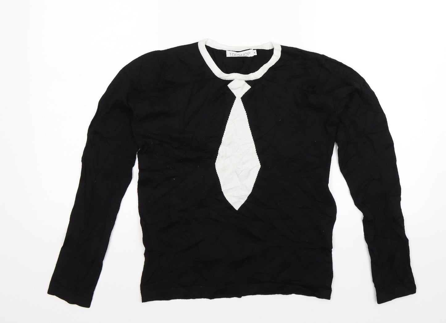 Topshop Womens Black  Knit Pullover Jumper Size 8