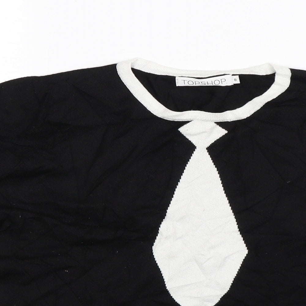Topshop Womens Black  Knit Pullover Jumper Size 8
