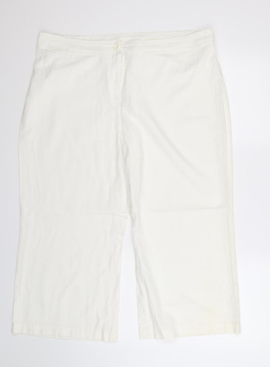 Agenda Womens White   Cropped Trousers Size 20 L23 in