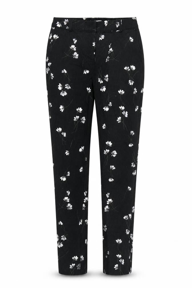 Front view of RJR.John Rocha women’s black floral trousers, size UK 10, 26-inch leg
