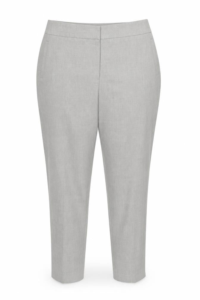 Front view of Marks & Spencer women’s grey rayon dress pants trousers, size UK 16, 26-inch leg