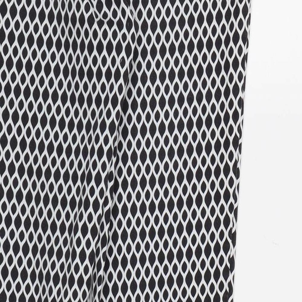 H&M Womens Black Geometric Canvas Trousers  Size 10 L26 in