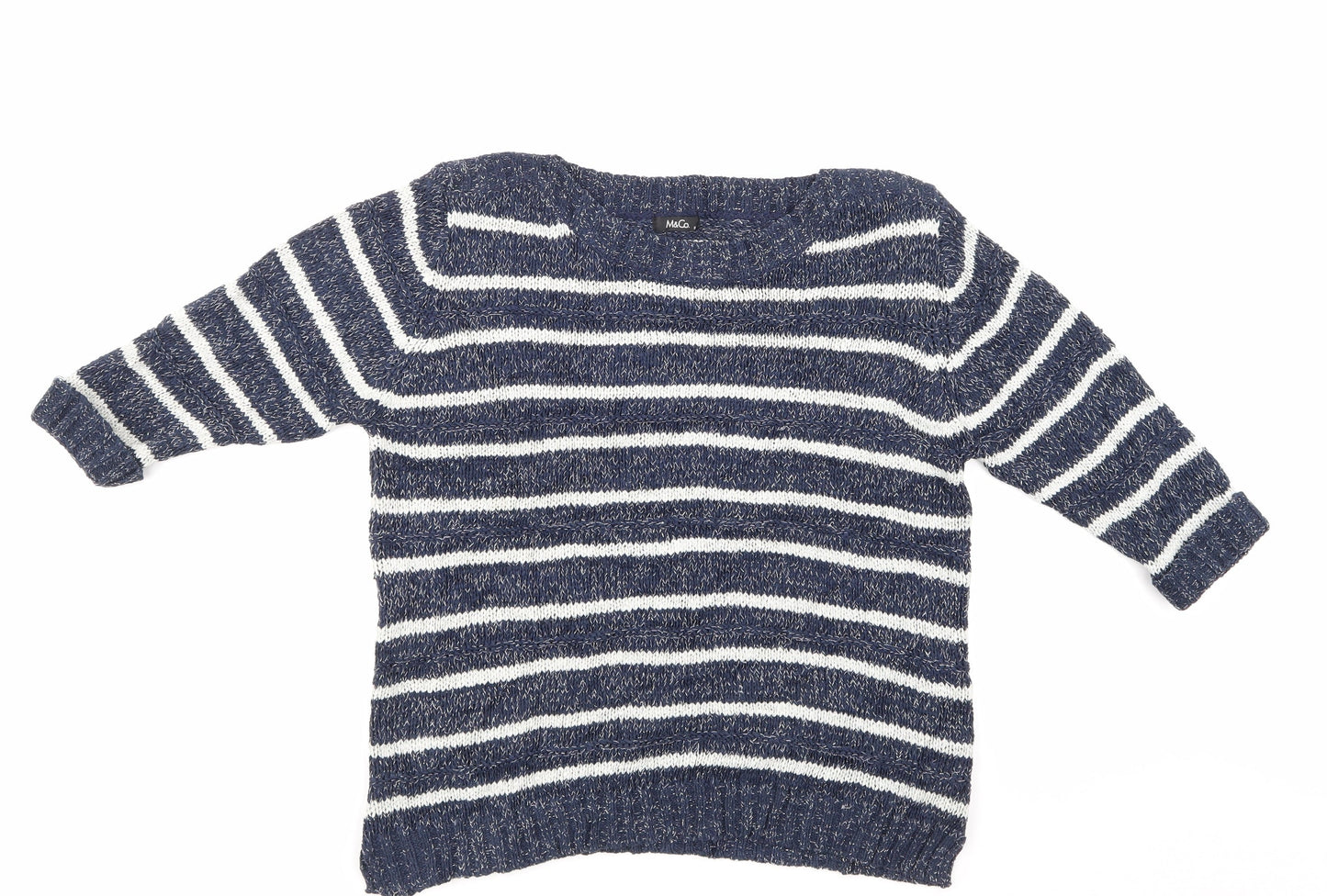 M & Co Womens Blue Striped  Pullover Jumper Size 16