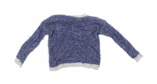United Colors of Benetton Girls Blue   Pullover Jumper Size 7-8 Years  - Love heart