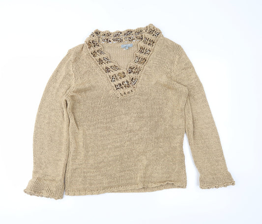 m&s Womens Beige   Pullover Jumper Size L