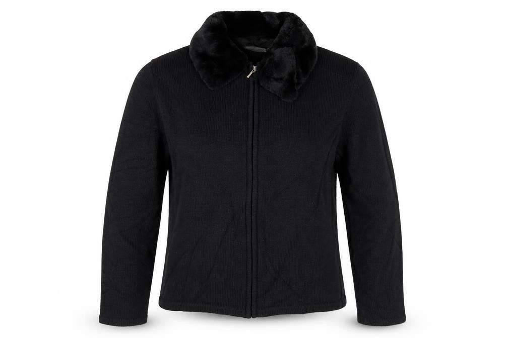 Front view of Croft & Barrow women’s black full zip jumper, size M