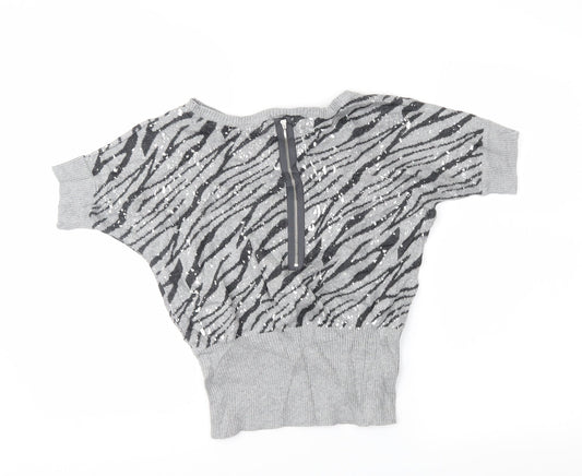 girls limited Girls Grey Animal Print  Pullover Jumper Size 5-6 Years