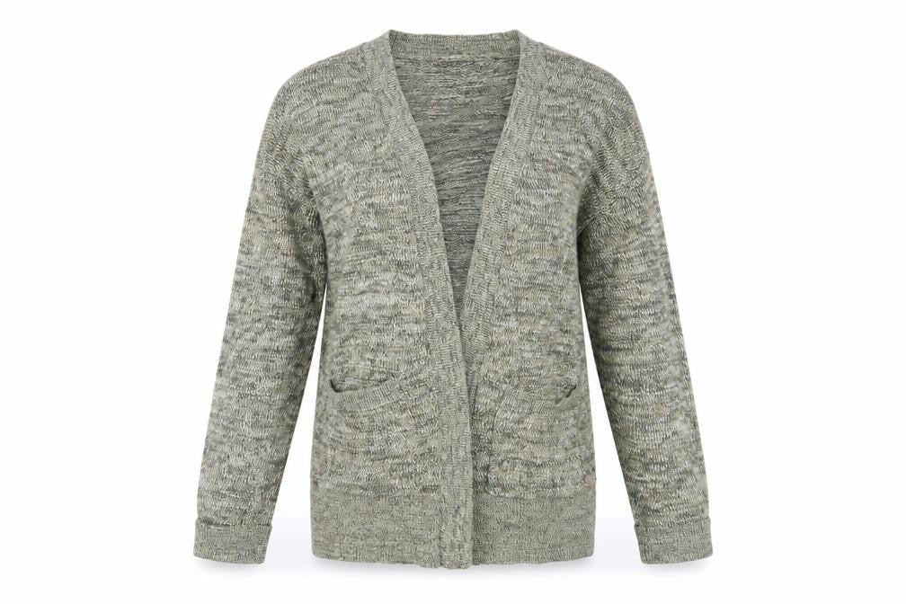 Front view of Zara women’s green cardigan jumper, size S
