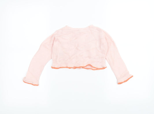Back view of Marks & Spencer Baby Pink Knit Cardigan Jumper, size 18-24, Months