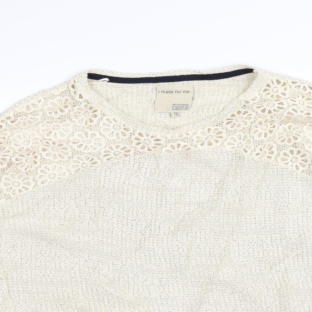 Made for me  Womens White  Knit Pullover Jumper Size 16