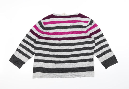 cc Womens Grey Striped  Basic T-Shirt Size XL