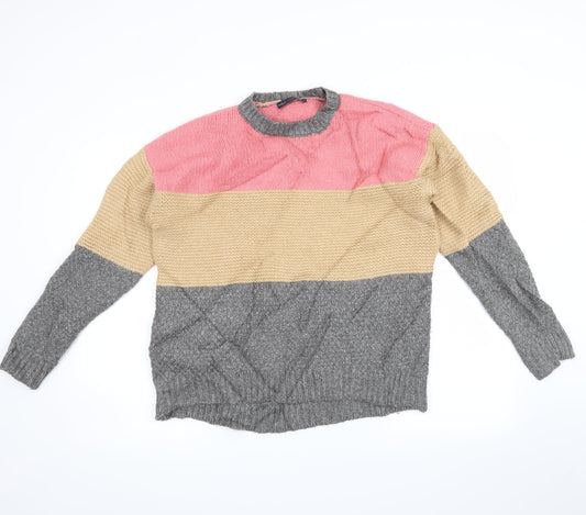 Marks and Spencer Womens Grey Striped  Pullover Jumper Size M