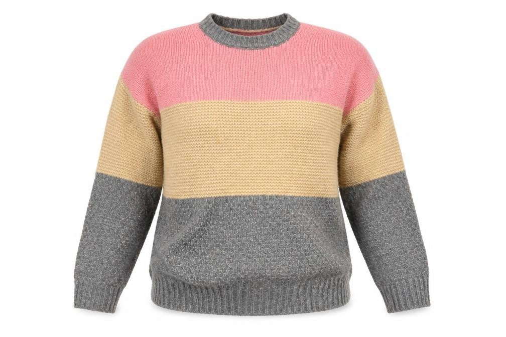 Front view of Marks & Spencer women’s grey striped jumper, size M