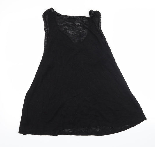 NEXT Womens Black   Basic Tank Size 14  - Beaded Collar