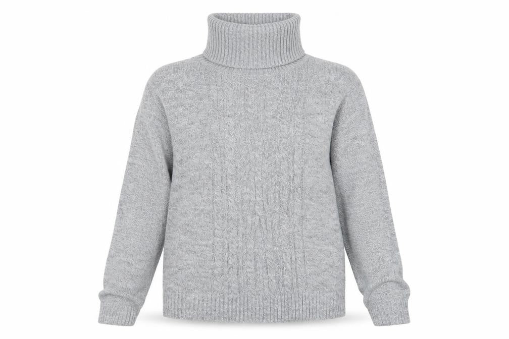 Front view of glimpse design women’s grey jumper, size L