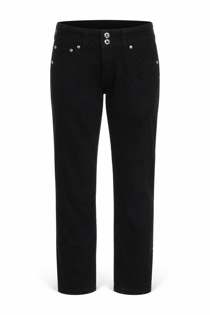 Front view of Dzire women’s black denim straight jeans, size UK 27, in, 30-inch leg