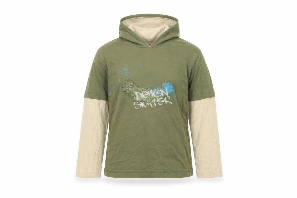 Front view of George girls’ green pullover hoodie, size 6, years