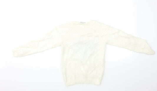 I ❤ Girlswear Girls White   Pullover Jumper Size 9 Years  - Heart Print