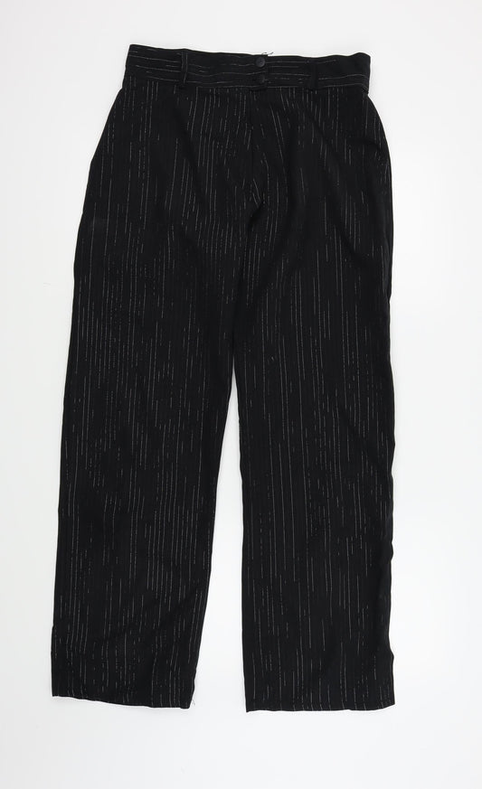 Preworn Womens Black   Trousers  Size 16 L30 in - Silver Metallised Fibre