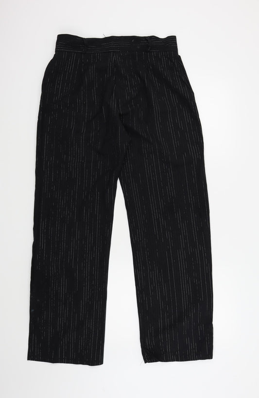 Preworn Womens Black   Trousers  Size 16 L30 in - Silver Metallised Fibre