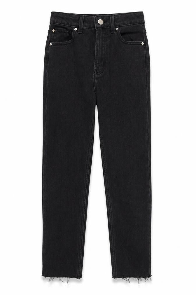 Front view of Denim & Co. women’s black skinny jeans, size UK 4, 25-inch leg