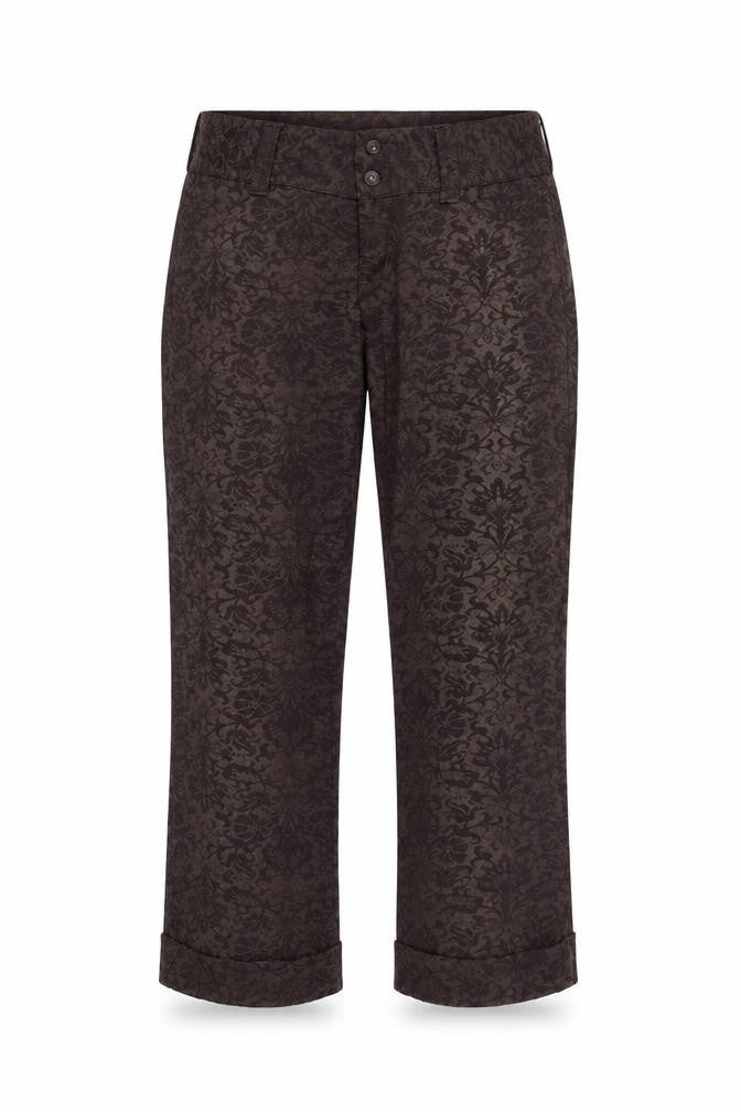 Front view of Blendshe women’s brown cropped trousers, size M, 24-inch leg