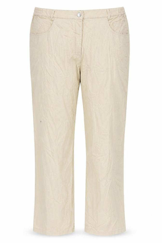 Front view of Atelier women’s beige chino trousers, size UK 36, 25-inch leg