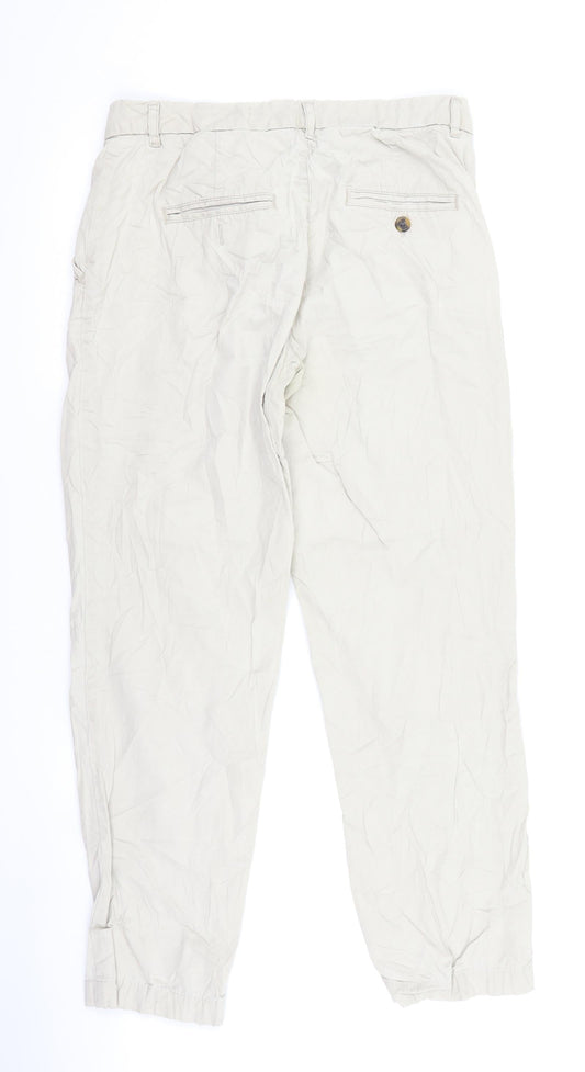 H&M Womens Beige   Chino Trousers Size 8 L26 in