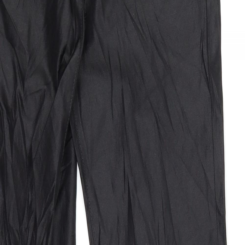 CTM moda Womens Black   Trousers  Size 29 in L30 in - Wet Look