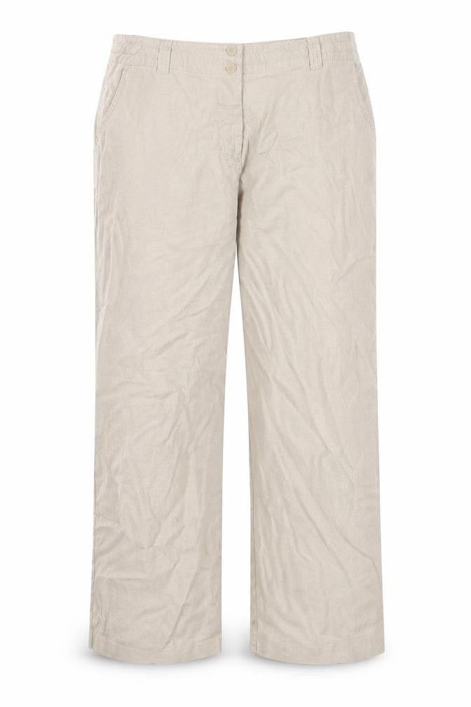 Front view of Preworn women’s brown chino trousers, size UK 36, in, 27-inch leg