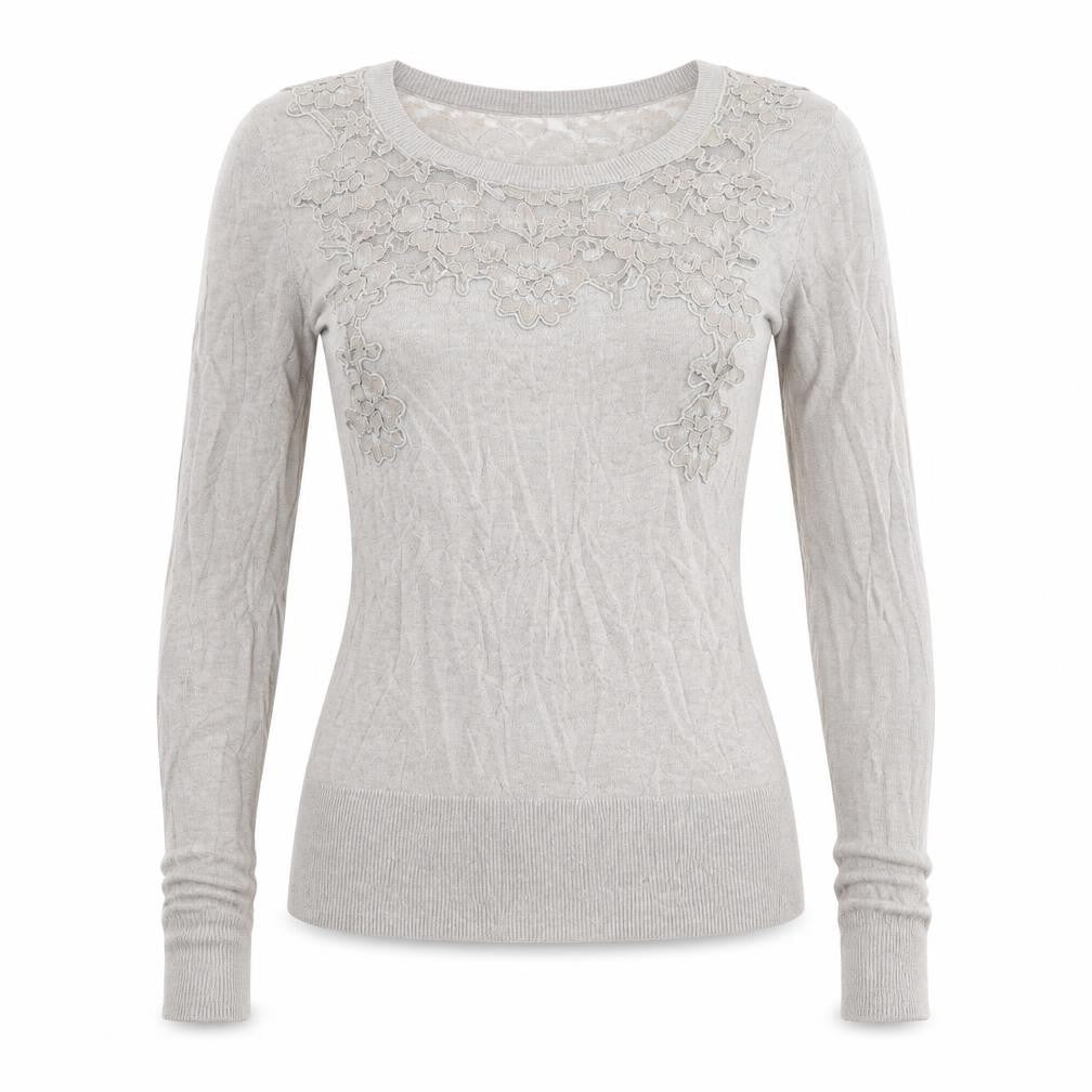 Front view of Topshop women’s brown floral knit jumper, size UK 8