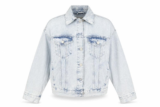 Front view of Denim & Co. women’s black denim jacket, size UK 6