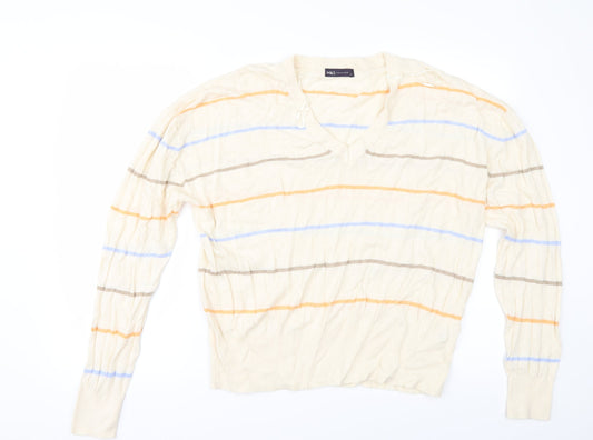 Marks and Spencer Womens Ivory Striped  Pullover Jumper Size XL