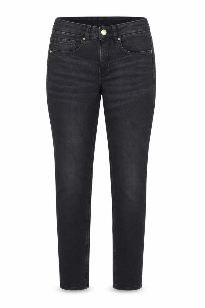 Front view of H&M women’s black skinny jeans, size UK 4, 31-inch leg
