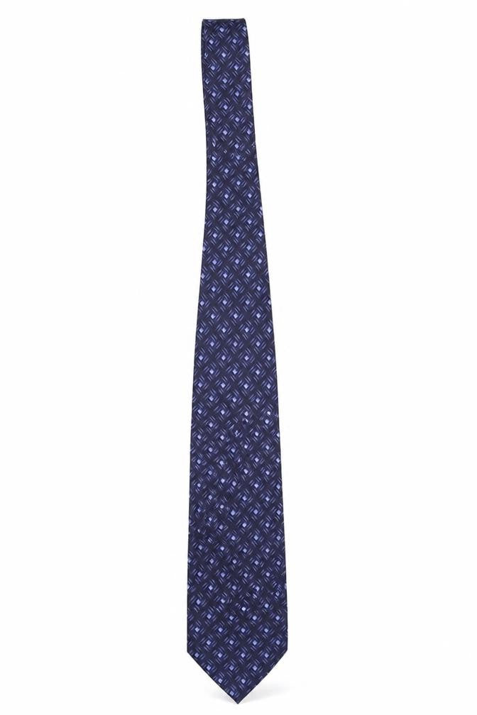 Front view of Walton men’s blue polka dot pointed tie one size