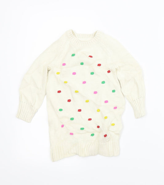 Gap Girls Ivory   Jumper Dress  Size 2 Years  - Colourful bobbles