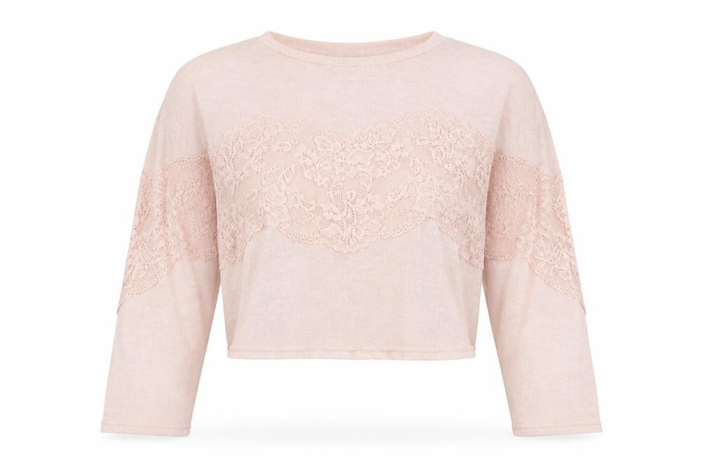 Front view of Divided women’s pink floral jumper, size S, - cropped