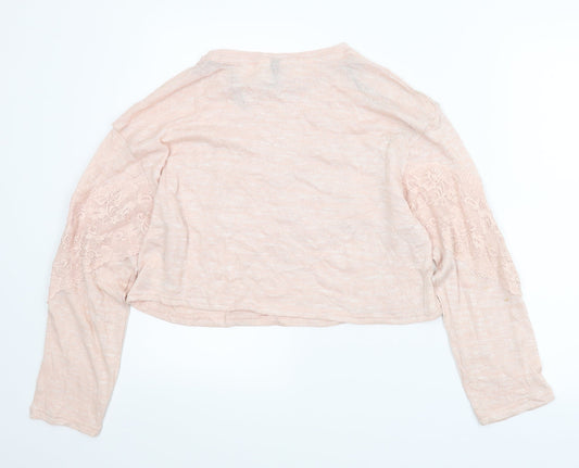 Divided Womens Pink Floral  Pullover Jumper Size S  - Cropped