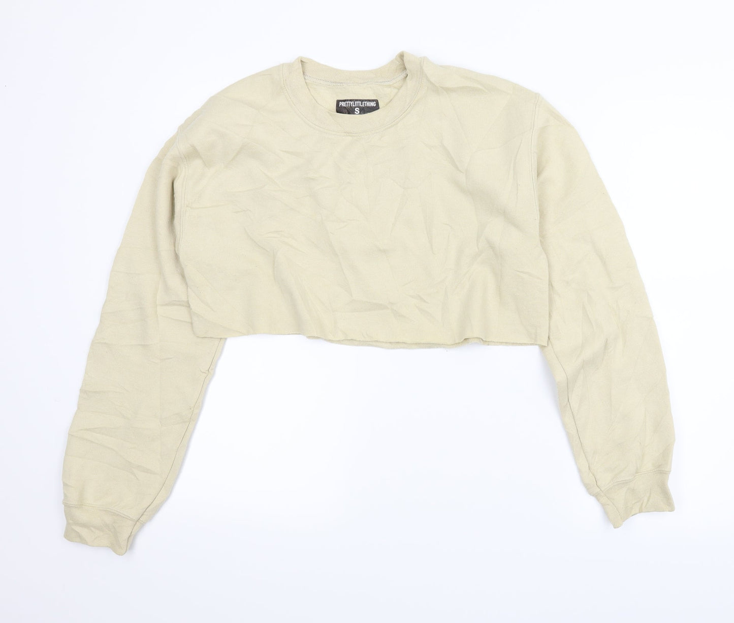 PRETTYLITTLETHING Womens Beige   Pullover Sweatshirt Size S  - Cropped